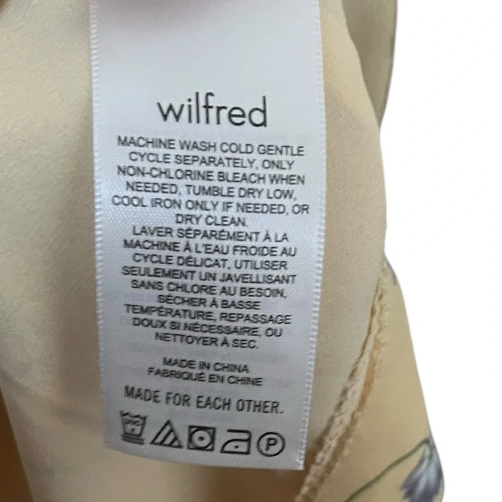 Aritzia Wilfred Wistful Dress XS Yellow Floral Chiffon Smocked Mini - Picture 9 of 10